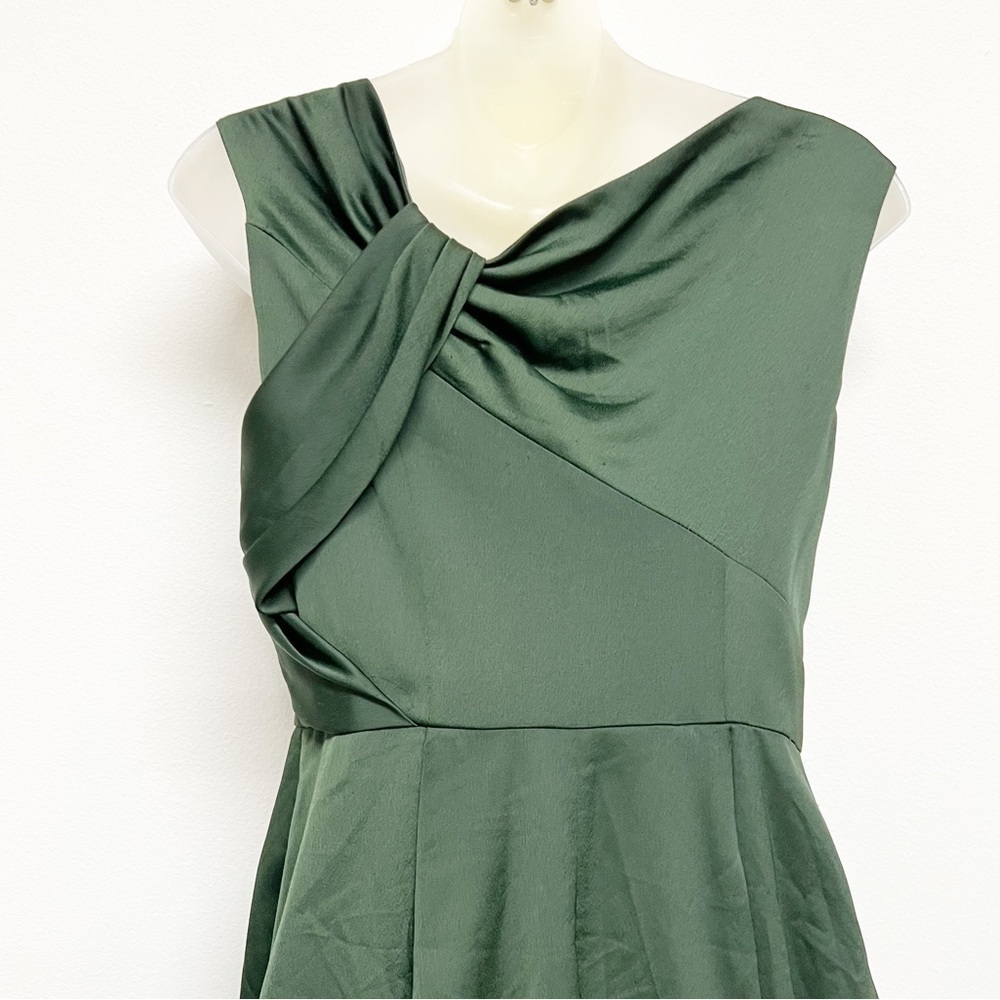 Gal Meets Glam Collection Evergreen Satin Noelle Twist Neck Dress Sz 4P - Picture 5 of 10